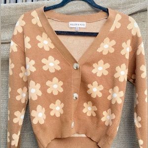 *SOLD* Light Brown Flower Cardigan